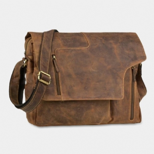 Ekphero Mænd Multifunktion Vintage Multi-lommer Alsidig Casual Crossbody Taske Skuldertaske