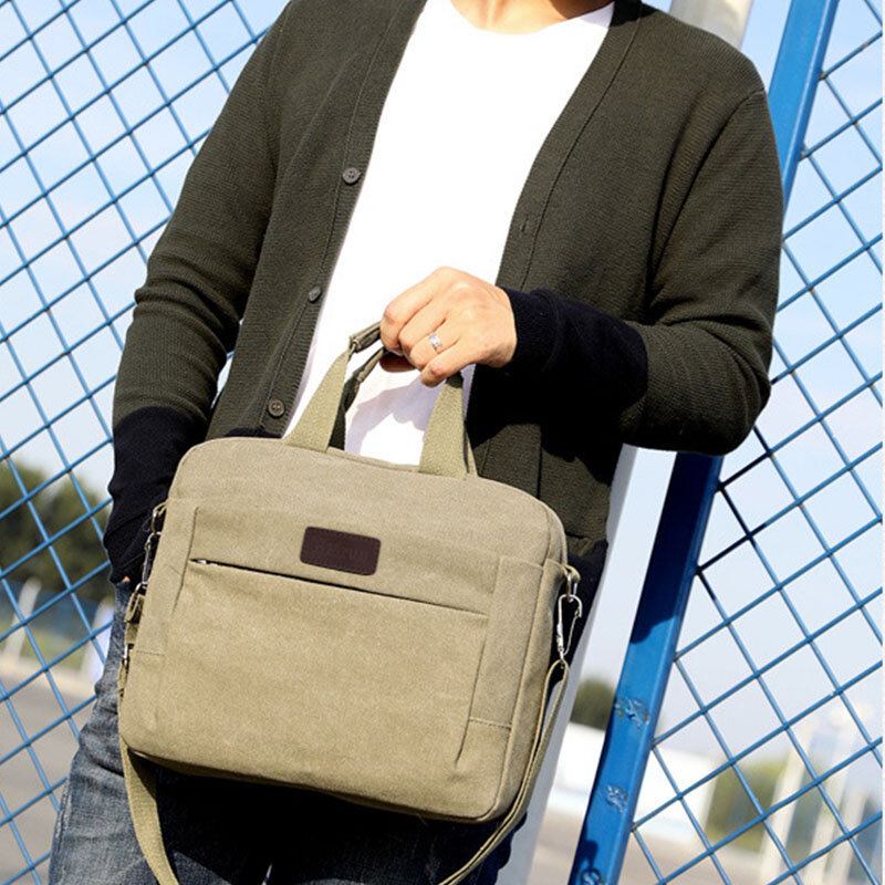 Herre Canvas Skuldertaske Crossbody Taske Håndtaske Business Taske