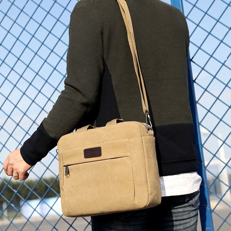 Herre Canvas Skuldertaske Crossbody Taske Håndtaske Business Taske