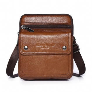 Herre Kohud Multi-rum Lynlås Skuldertaske Crossbody Taske Udendørs Afslappet Vintage Messenger Taske