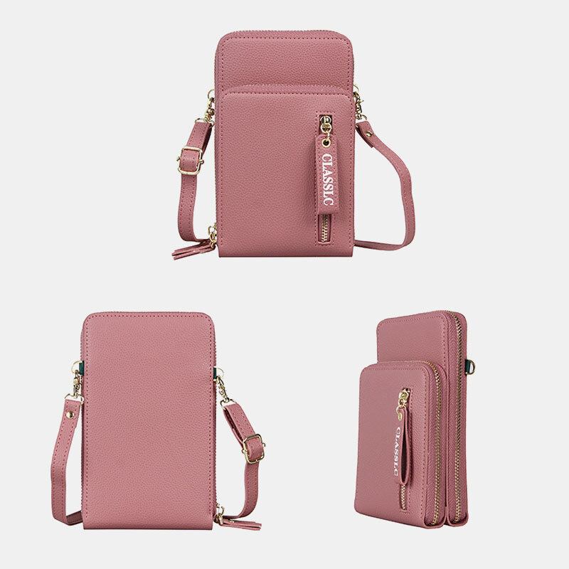 Kvinder 3 Kortpladser 6.5 Tommer Solid Telefontaske Crossbody-taske Skuldertaske