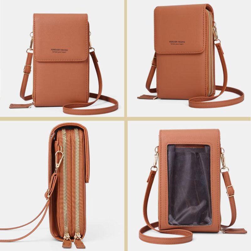 Kvinder 6.5 Tommer Touch Screen Taske Rfid Clutch Taske Kort Taske Stor Kapacitet Multi-lomme Crossbody Telefon Taske