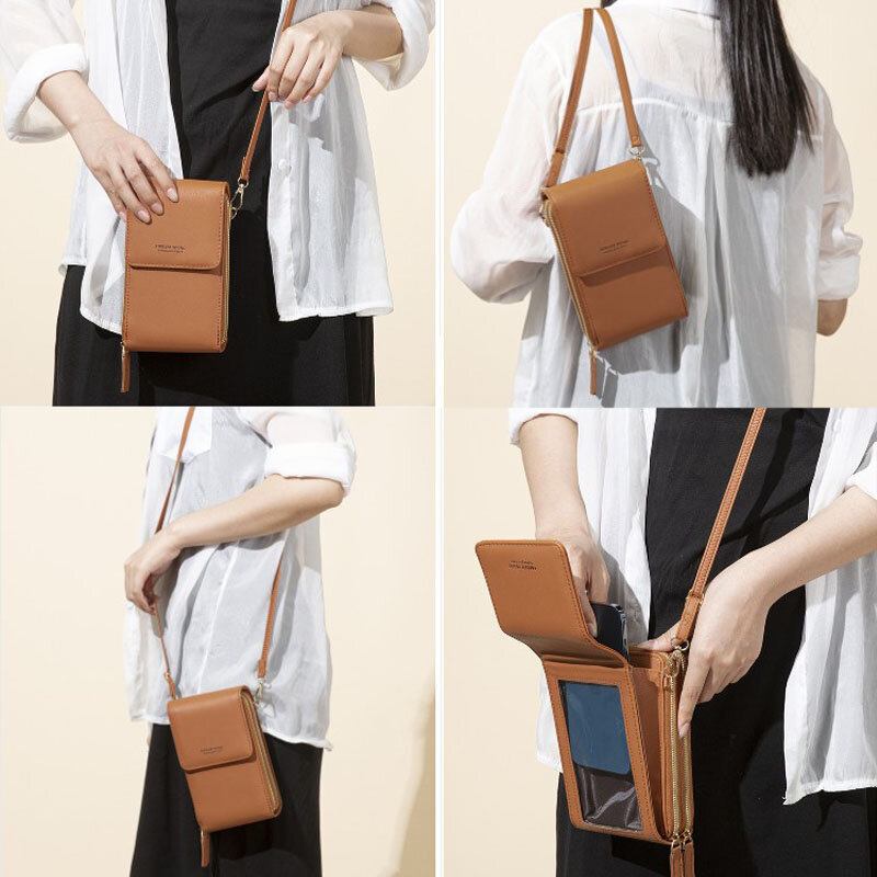 Kvinder 6.5 Tommer Touch Screen Taske Rfid Clutch Taske Kort Taske Stor Kapacitet Multi-lomme Crossbody Telefon Taske