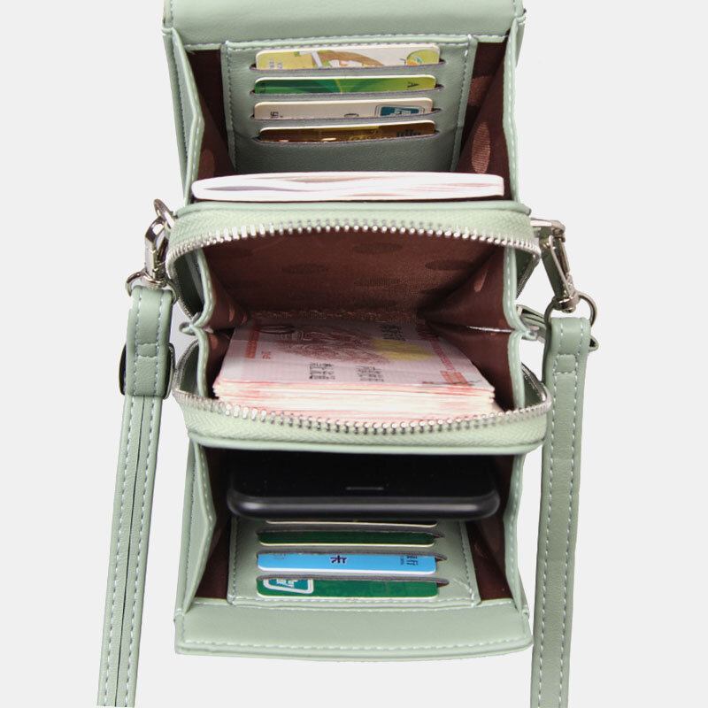 Kvinder 8 Kortpladser Telefontaske Solid Crossbody-taske Skuldertaske