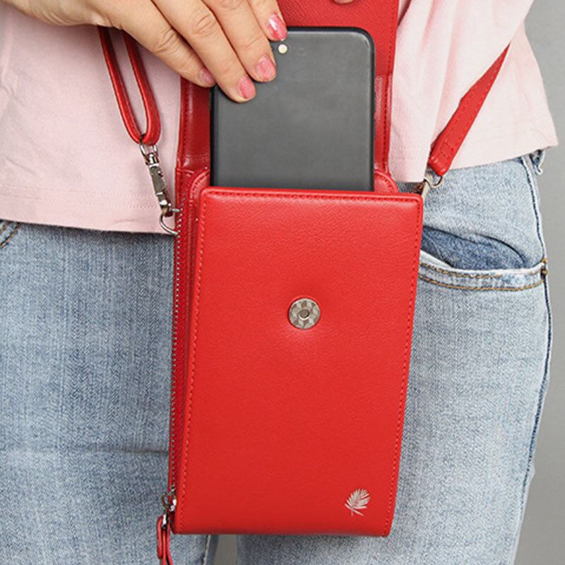 Kvinder 8 Kortpladser Telefontaske Solid Crossbody-taske Skuldertaske