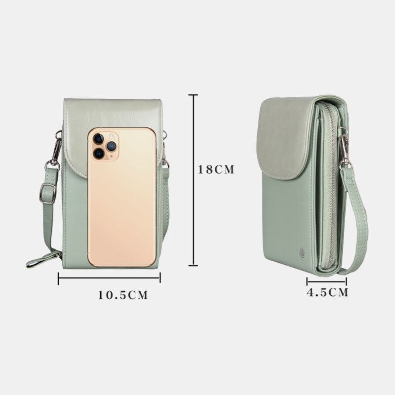 Kvinder 8 Kortpladser Telefontaske Solid Crossbody-taske Skuldertaske