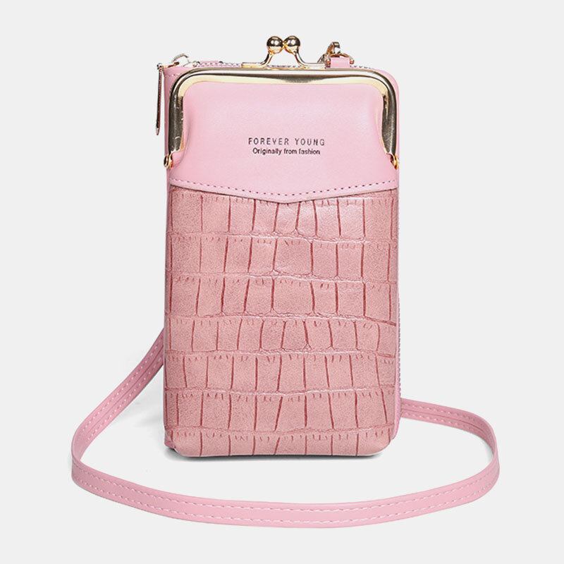 Kvinder Alligator Mønster Præget Lodret Stor Kapacitet Lynlås Tegnebog Bærbar 6.5 Tommer Telefontaske Skuldertaske Crossbody Taske