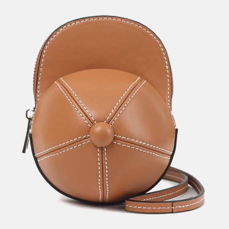 Kvinder Baseballhat I Imiteret Læder Form Causl Creative Skuldertaske Crossbody Taske