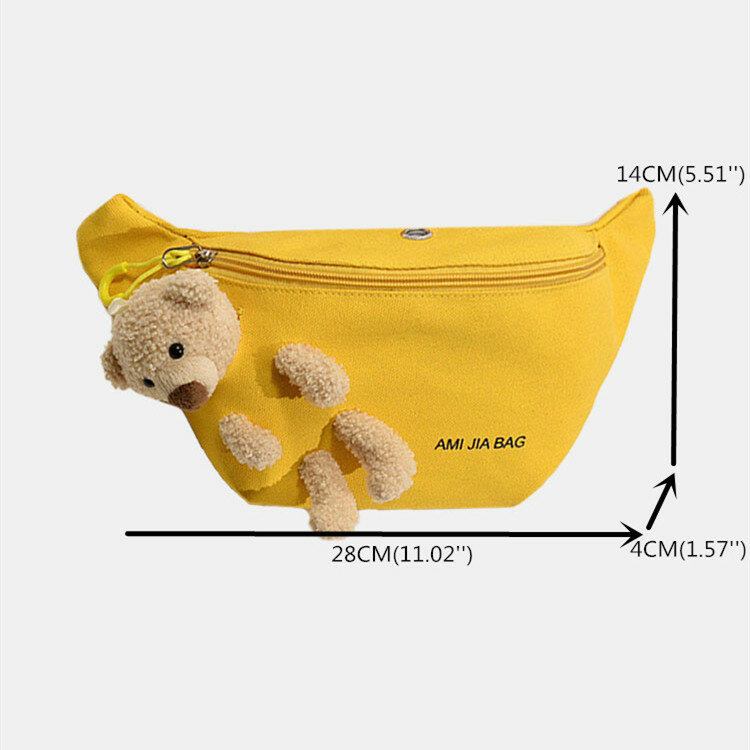 Kvinder Bear Doll Solid Øretelefon Sød Crossbody Taske Brysttaske Sling Bag