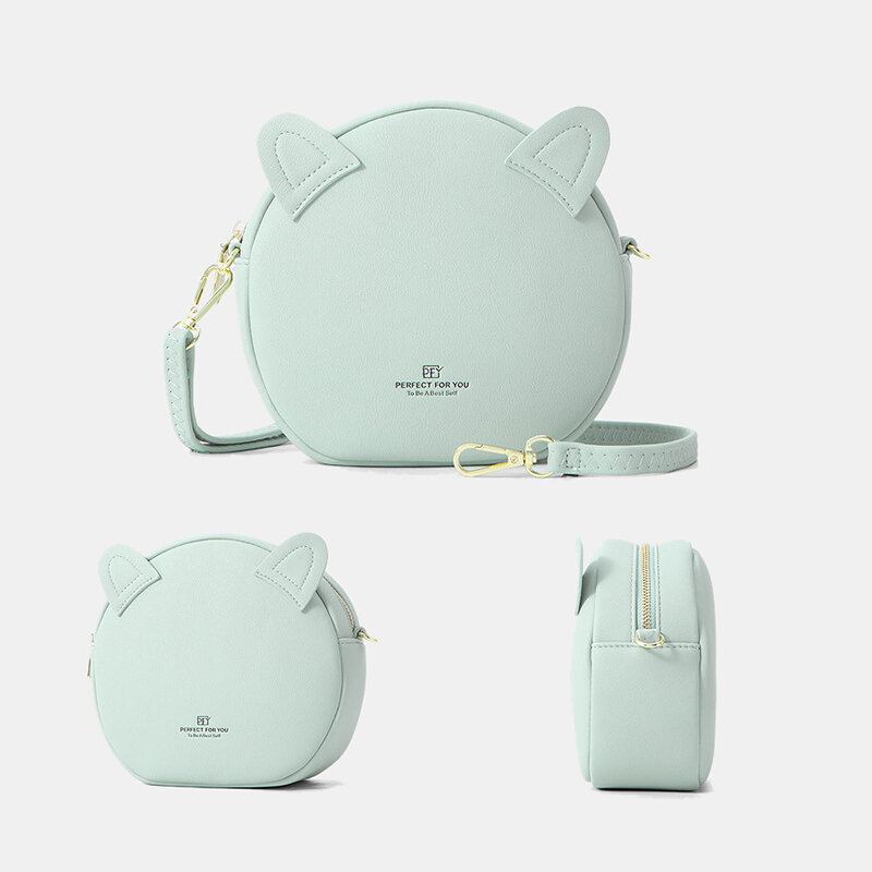 Kvinder Casual Solid Cat-mønster Telefontaske Crossbody-taske