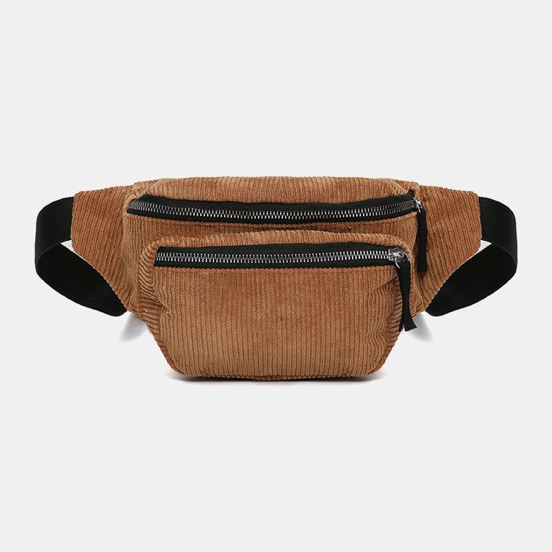 Kvinder Corduroy Retro Ensfarvet Casual Fashion Crossbody-taske Brysttaske Skuldertaske