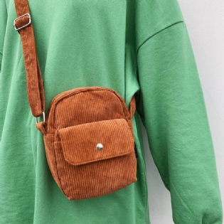 Kvinder Corduroy Retro Ensfarvet Lille 6 Tommer Telefontaske Crossbody-taske