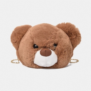 Kvinder Cute Plys Bear Chains Skuldertaske Crossbody Taske