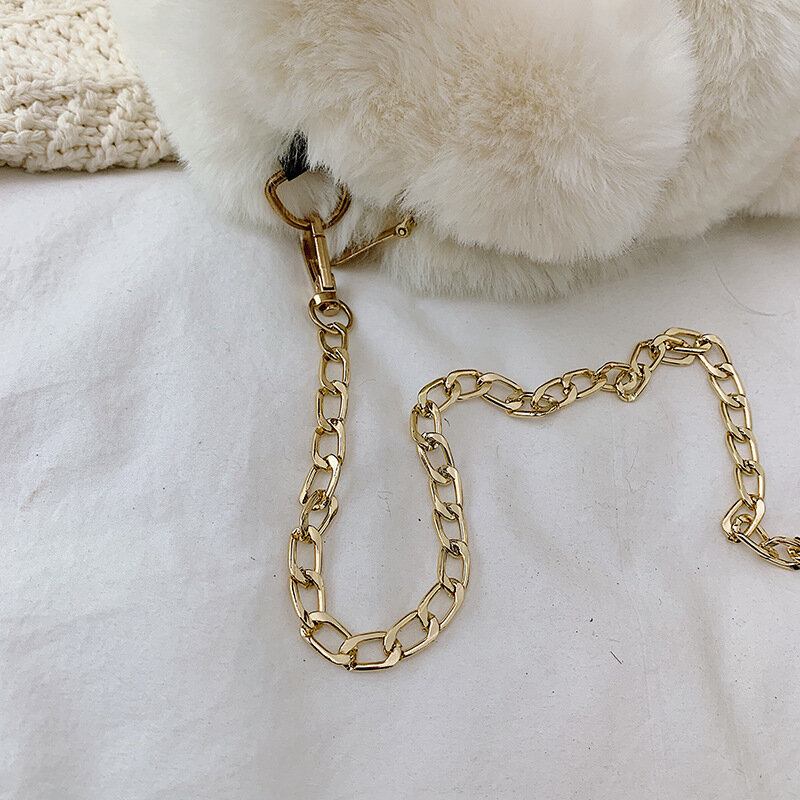 Kvinder Cute Plys Bear Chains Skuldertaske Crossbody Taske