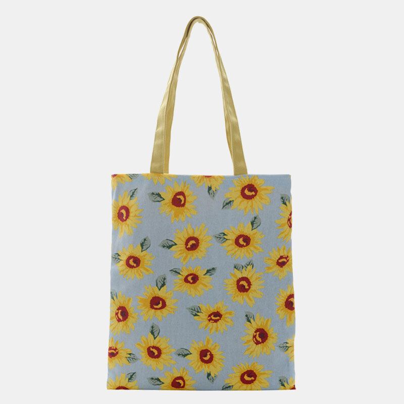 Kvinder Dotted Daisy Printet Tote Taske Håndtaske Skuldertaske