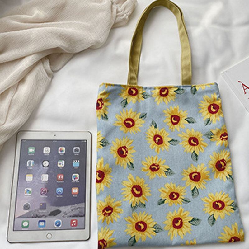 Kvinder Dotted Daisy Printet Tote Taske Håndtaske Skuldertaske