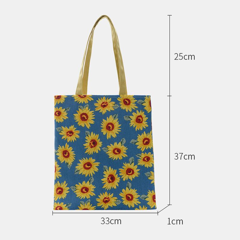 Kvinder Dotted Daisy Printet Tote Taske Håndtaske Skuldertaske