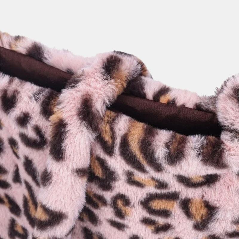 Kvinder Filt Blødt Leopardmønster Sød Afslappet Personlighed Skuldertaske Crossbody Taske