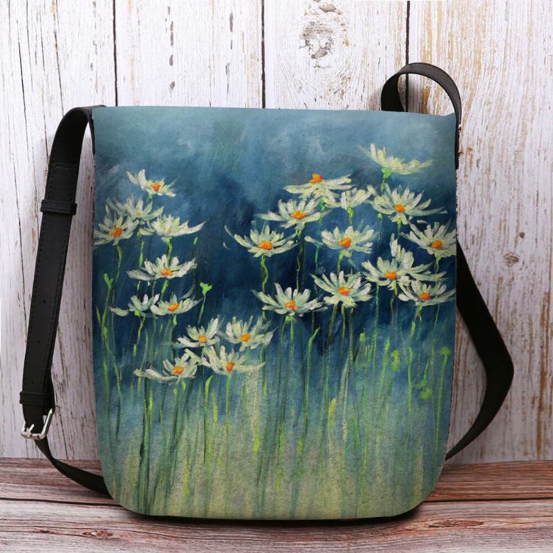 Kvinder Filt Blomster Mønster Prints Crossbody Taske Skuldertaske