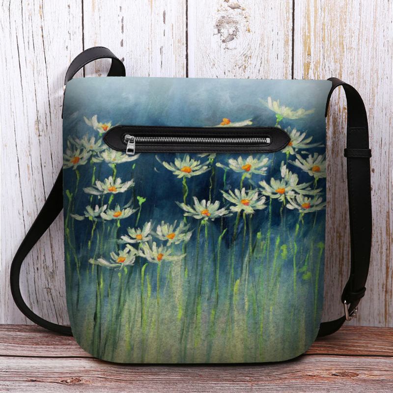 Kvinder Filt Blomster Mønster Prints Crossbody Taske Skuldertaske