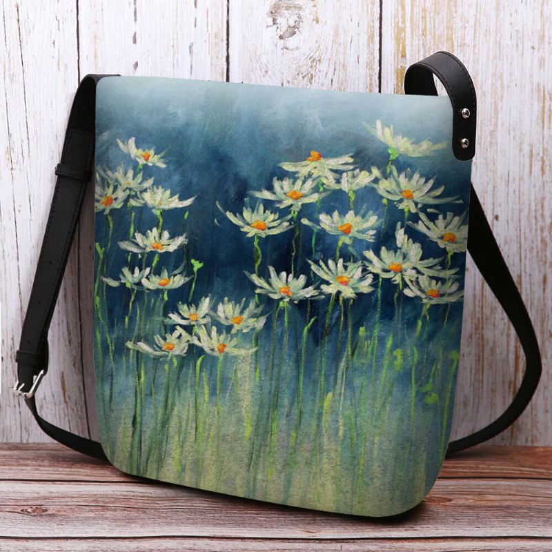 Kvinder Filt Blomster Mønster Prints Crossbody Taske Skuldertaske