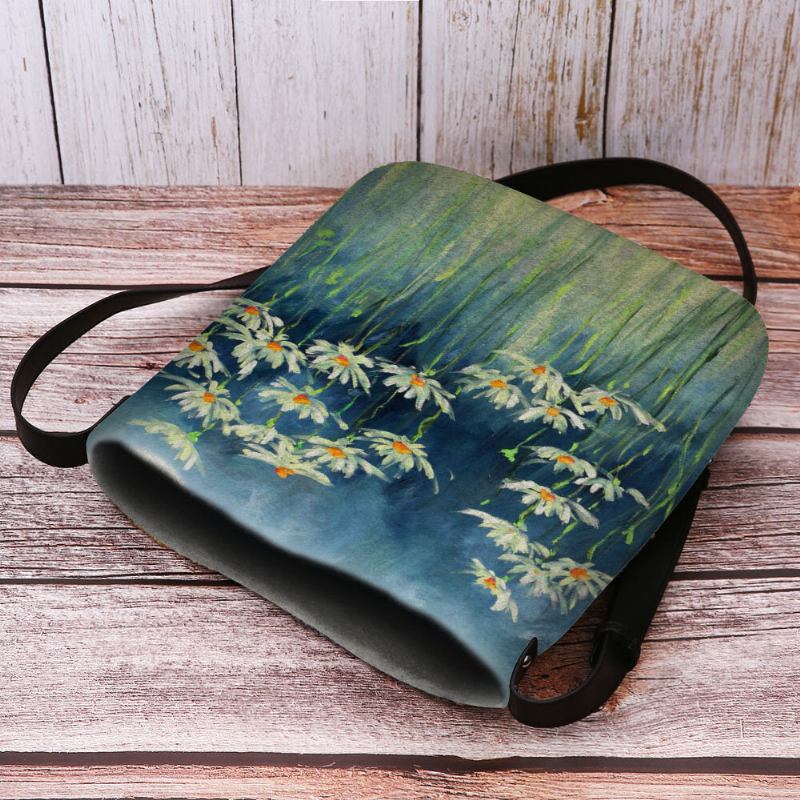 Kvinder Filt Blomster Mønster Prints Crossbody Taske Skuldertaske