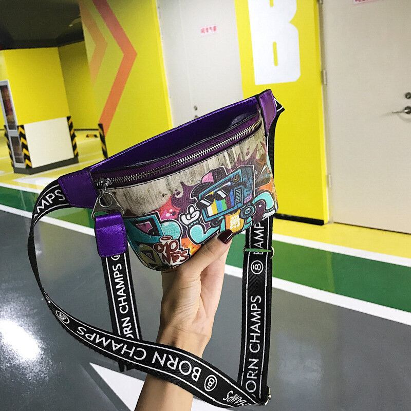 Kvinder Graffiti Painted Brysttaske Sling Bag