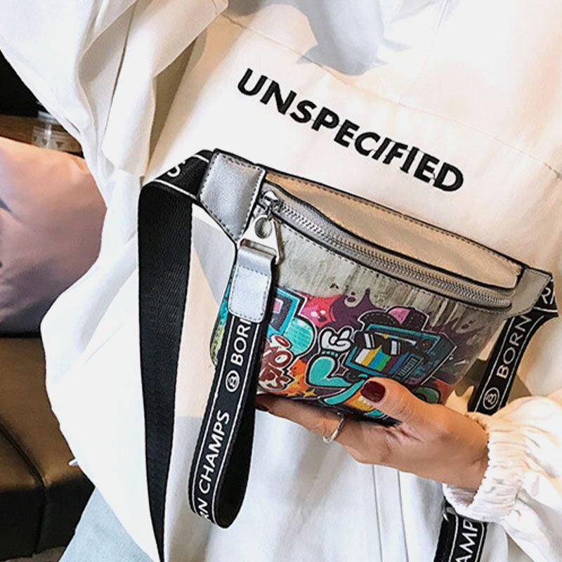 Kvinder Graffiti Painted Brysttaske Sling Bag