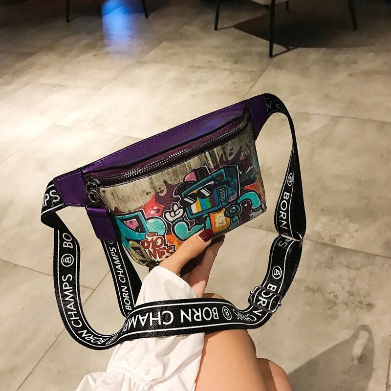 Kvinder Graffiti Painted Brysttaske Sling Bag