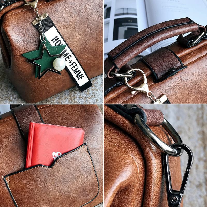 Kvinder Kunstlæder Vintage Crossbody Taske Med Stor Kapacitet Cabriolet Strop Retro Håndtaske