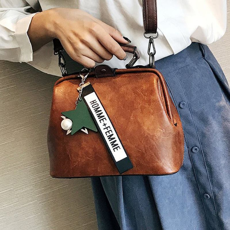 Kvinder Kunstlæder Vintage Crossbody Taske Med Stor Kapacitet Cabriolet Strop Retro Håndtaske