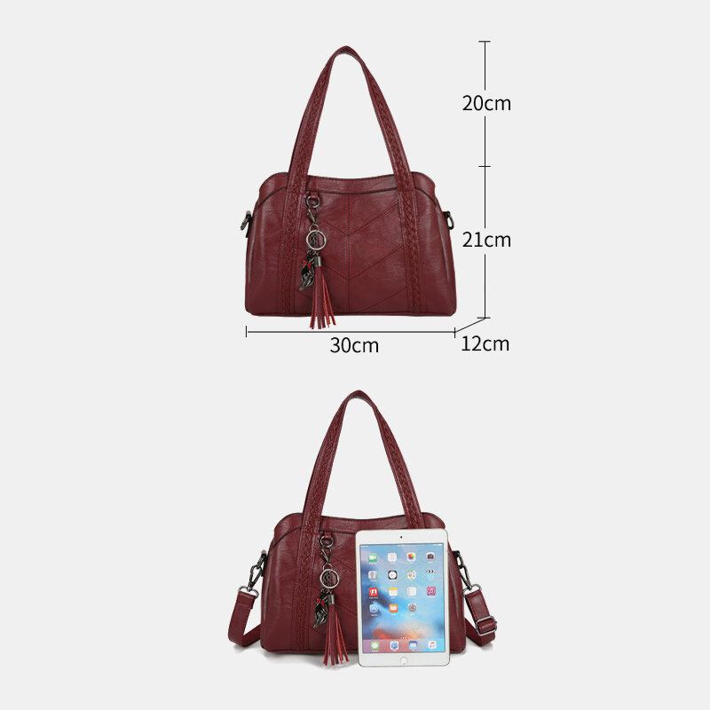 Kvinder Med Flere Lommer Flere Rum Kvast Crossbody-taske Retro Stor Kapacitet Tote Skuldertaske Håndtaske