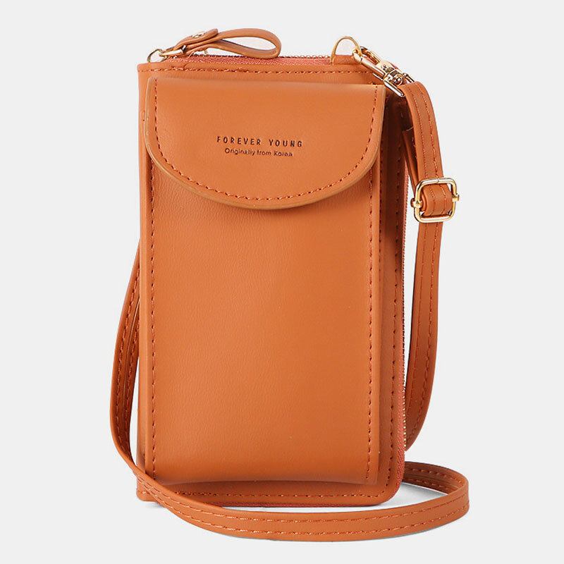 Kvinder Mini Vild Lang Pu Læderpung Casual 6.3 Tommer Telefontaske Skuldertaske Crossbody Taske