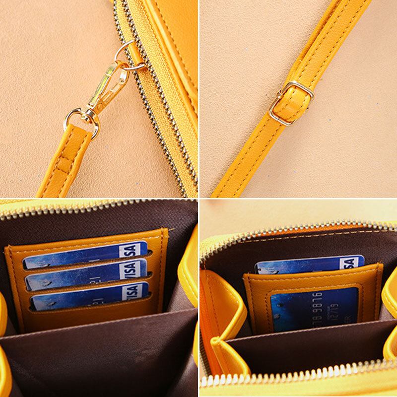 Kvinder Multi-slots Flap Magnetisk Knapsøm Detalje Crossbody-taske Multi-lommer Touch-skærm På Bagsiden 7 Tommer Telefontaske