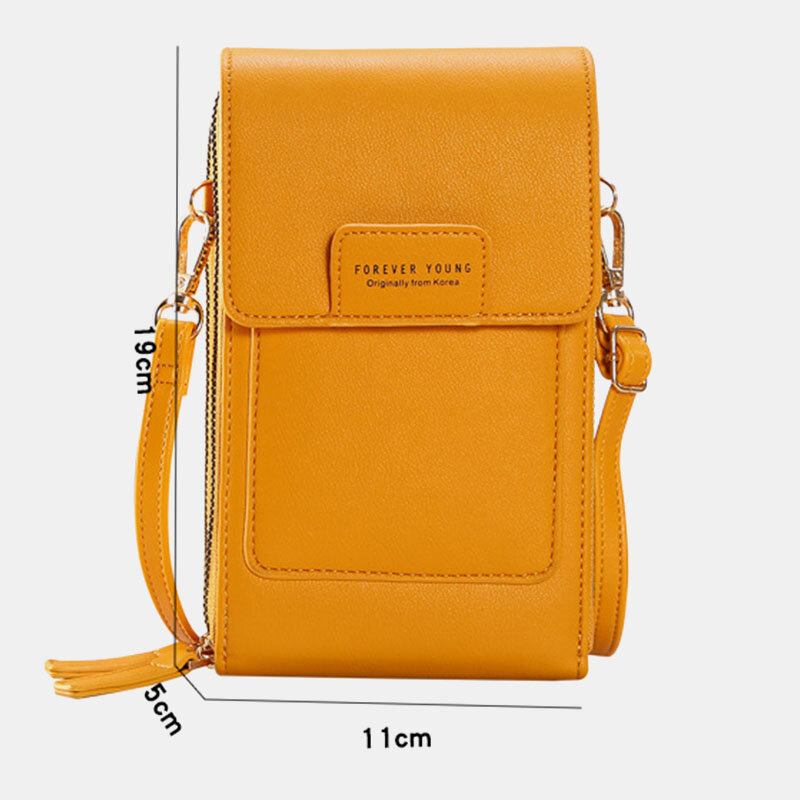 Kvinder Multi-slots Flap Magnetisk Knapsøm Detalje Crossbody-taske Multi-lommer Touch-skærm På Bagsiden 7 Tommer Telefontaske