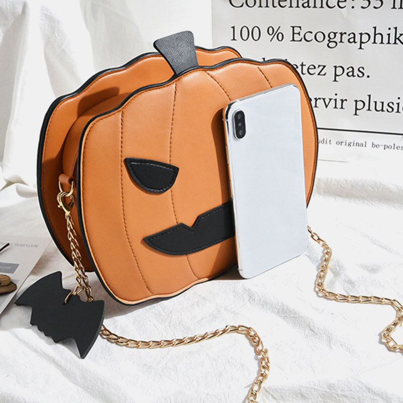 Kvinder Patchwork-kæder Halloween-græskartaske Crossbody-taske