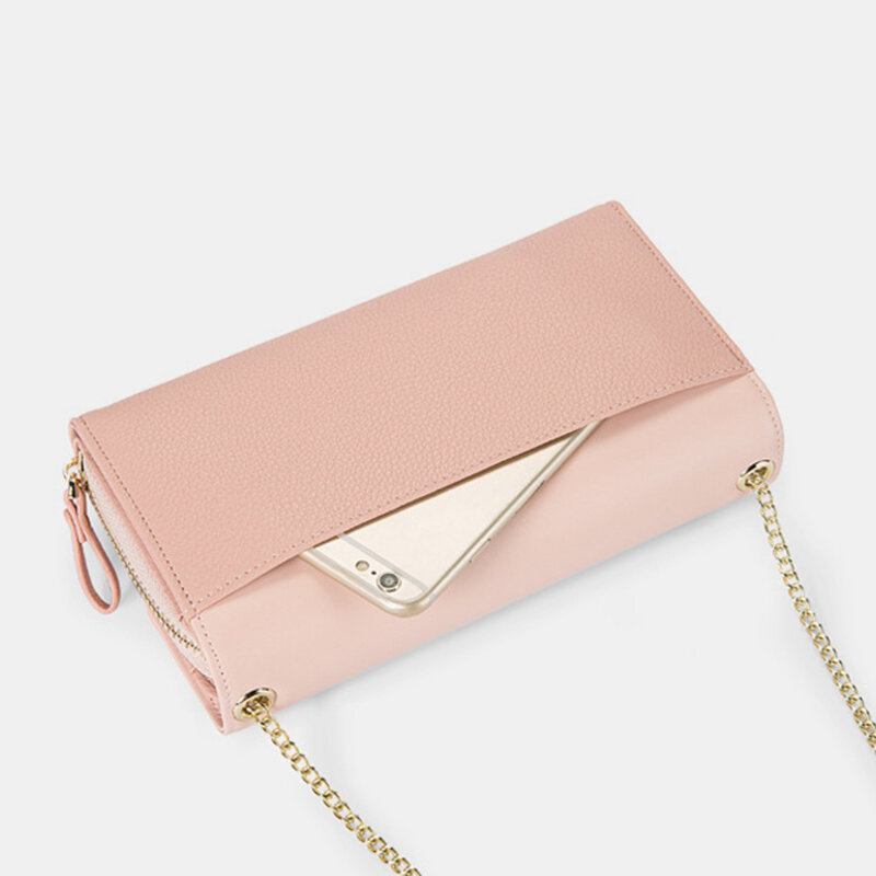 Kvinder Pu-kæder 6.3 Tommer Telefon Solid Letter Crossbody-taske