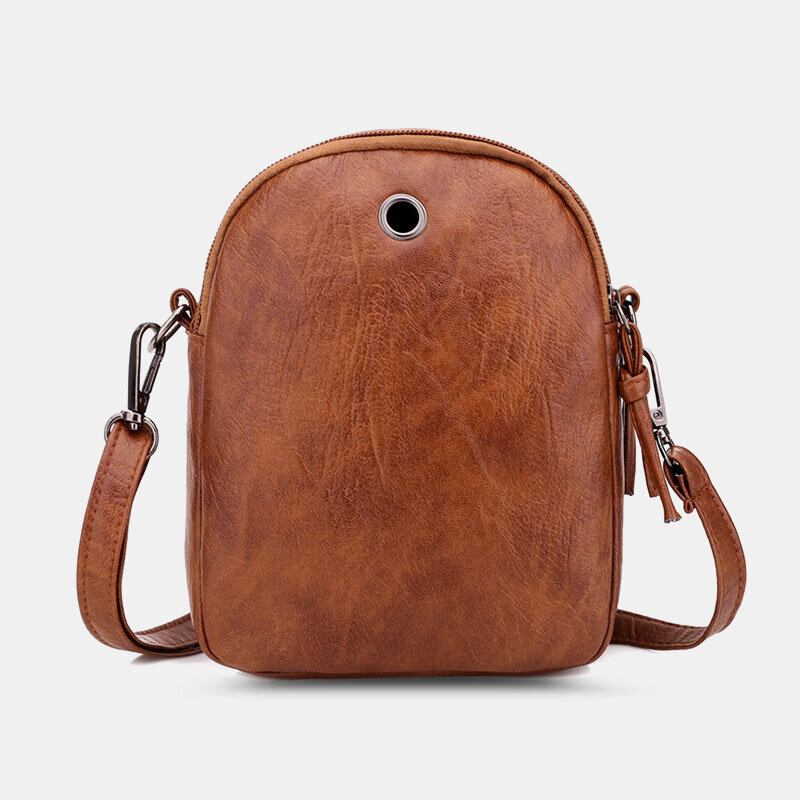 Kvinder Pu Læder Argyle Mønster Øretelefon Hul Casual 6.3 Tommer Telefontaske Crossbody Tasker Skuldertaske