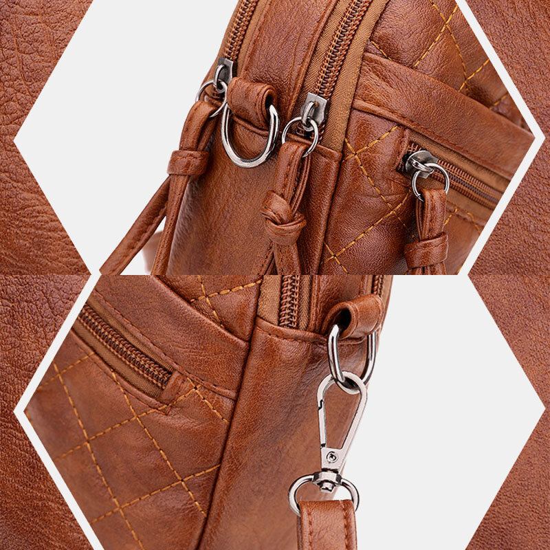 Kvinder Pu Læder Argyle Mønster Øretelefon Hul Casual 6.3 Tommer Telefontaske Crossbody Tasker Skuldertaske