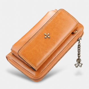 Kvinder Pu Læder Cross Flower Tassel Stor Kapacitet Multi-card Slot Telefontaske Crossbody Taske Skuldertaske