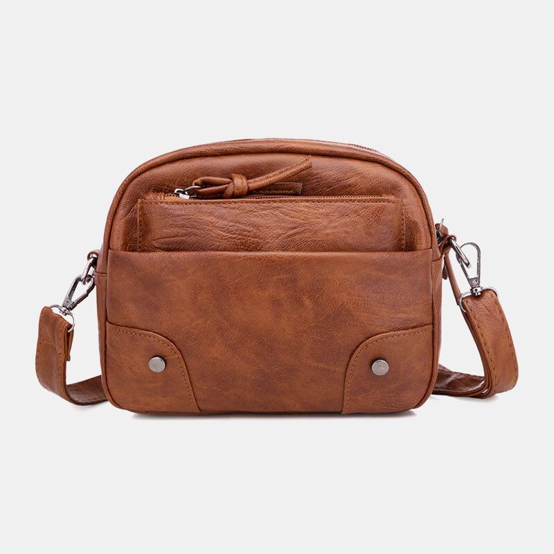 Kvinder Pu Læder Multi-pocket Retro Fashion 6.3 Tommer Telefontaske Blød Crossbody Tasker Skuldertaske