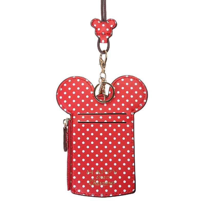 Kvinder Pu Læder Mus Form Polka Dot Mønster Multikort Slot Kortholder Møntpung Crossbody Tasker