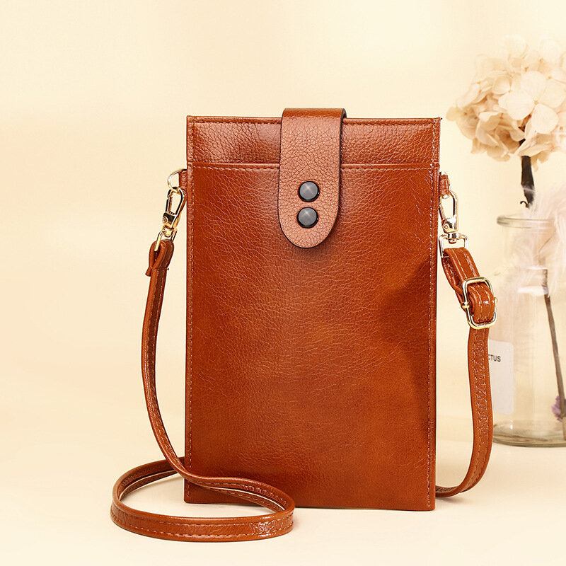 Kvinder Pu Læder Retro 6.3 Tommer Telefontaske Mini Multi-card Slot Crossbody Tasker Skuldertaske