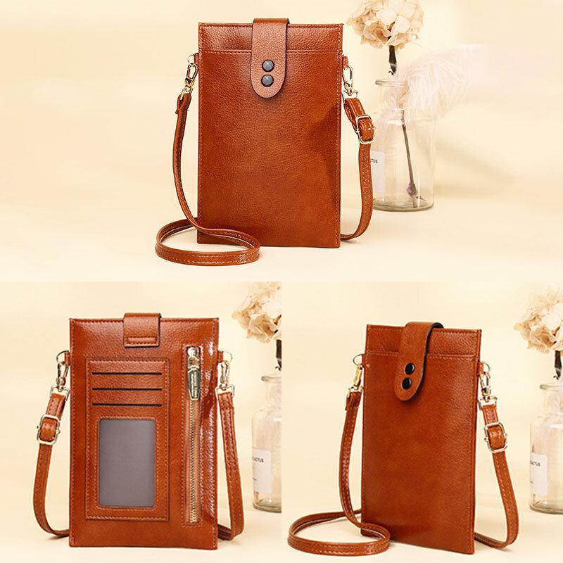 Kvinder Pu Læder Retro 6.3 Tommer Telefontaske Mini Multi-card Slot Crossbody Tasker Skuldertaske