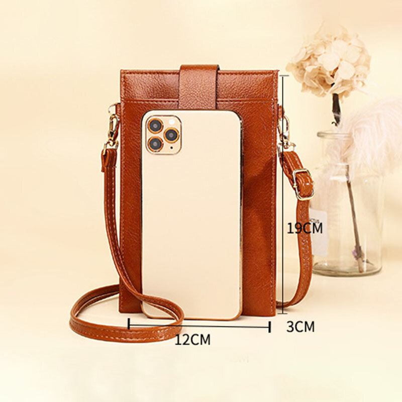 Kvinder Pu Læder Retro 6.3 Tommer Telefontaske Mini Multi-card Slot Crossbody Tasker Skuldertaske