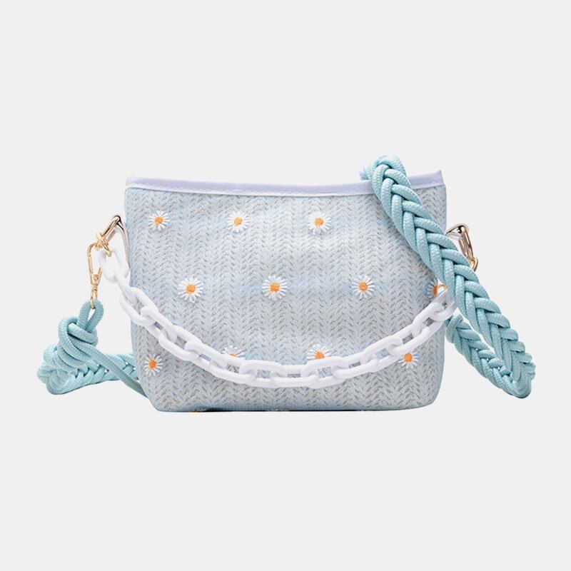 Kvinder Rejse Straw Daisy Håndtaske Crossbody Taske Skuldertaske