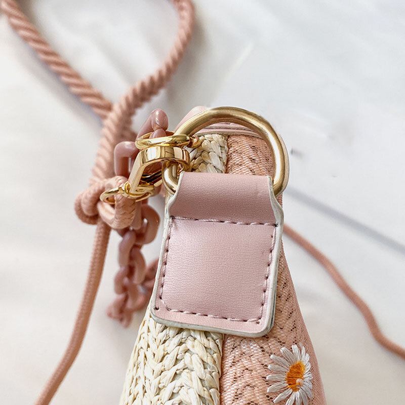 Kvinder Rejse Straw Daisy Håndtaske Crossbody Taske Skuldertaske