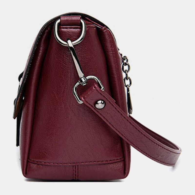 Kvinder Retro Kunstlæder Vandtæt Magnetisk Snap Skuldertaske 6.5 Tommer Telefontaske Crossbody Taske