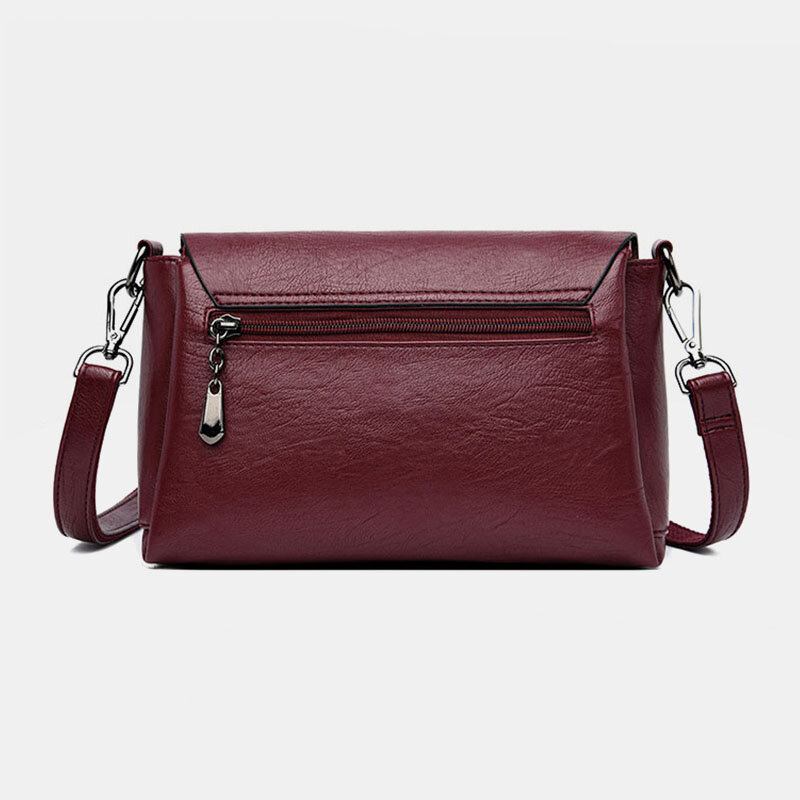 Kvinder Retro Kunstlæder Vandtæt Magnetisk Snap Skuldertaske 6.5 Tommer Telefontaske Crossbody Taske