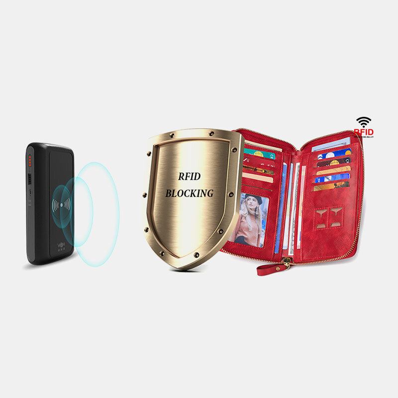 Kvinder Rfid Anti-tyveri Multifunktion Kvast Decor Crossbody Taske Multi-kort Slots Pung Clutch Taske Telefon Taske